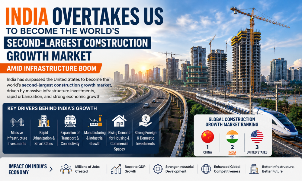 India Overtakes US to Become the World’s Second-Largest Construction Growth Market Amid Infrastructure Boom