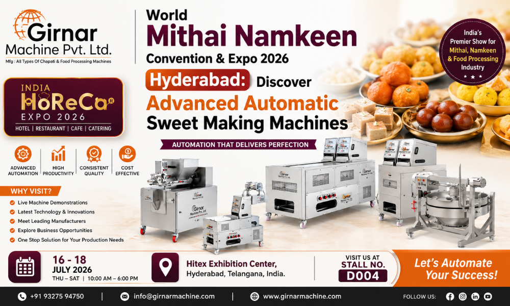World Mithai Namkeen Convention & Expo 2026 Hyderabad Discover Advanced Automatic Sweet Making Machines